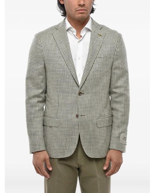 Corneliani Gray Houndstooth Single-Breasted Blazer for men