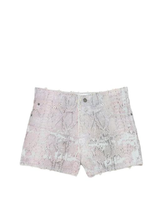 Haikure White Brit Snake Denim Shorts
