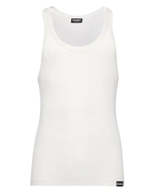 DSquared² White Logo-Print Sleeveless Top for men