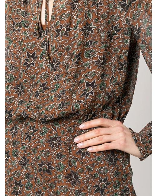 Veronica Beard Brown Tunis Floral-Print Midi Dress