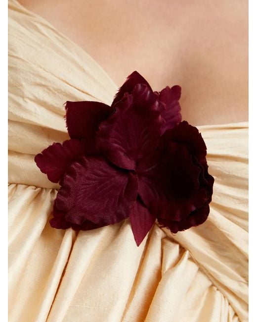 Zimmermann Natural Broszka Ruffled Silk Dress