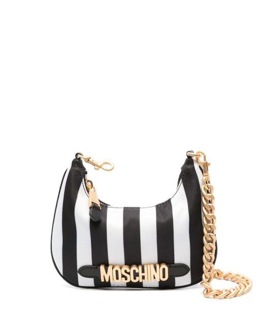 Moschino White Striped Mini Bag