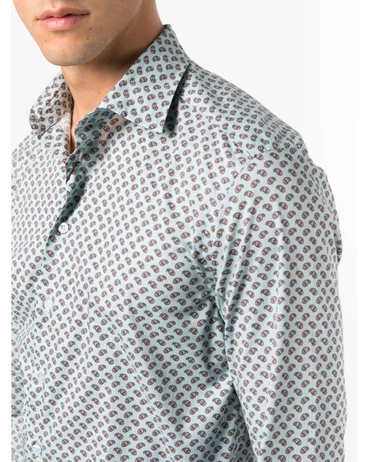 Etro Blue Paisley-Print Cotton Shirt for men