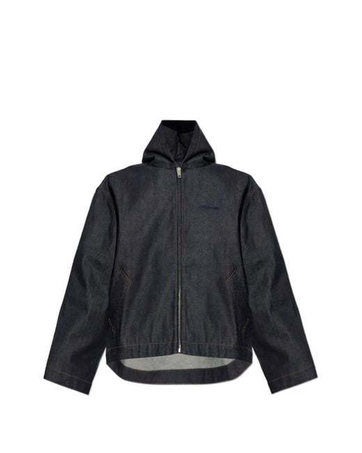 Balenciaga Blue Hooded Denim Jacket for men