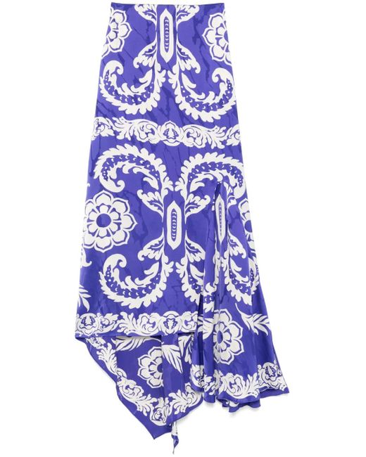 Etro アシンメトリー スカート Blue