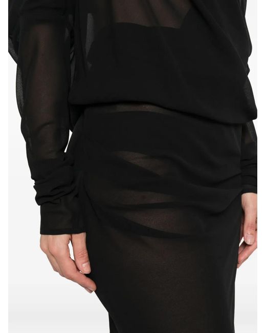 Entire studios Black Sheer-Panel V-Neck Maxi Wrap Dress