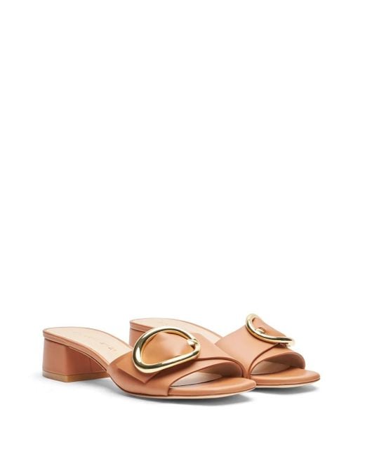 Stuart Weitzman Brown Benni Leather Mules