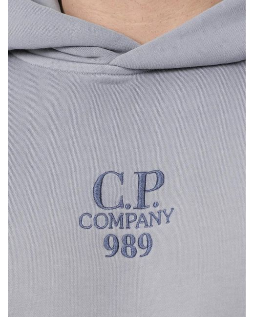 C P Company Gray Logo-Detail Hoodie for men