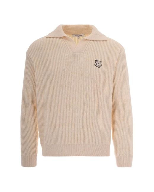 Pull À Col Polo Maison Kitsuné pour homme en coloris White