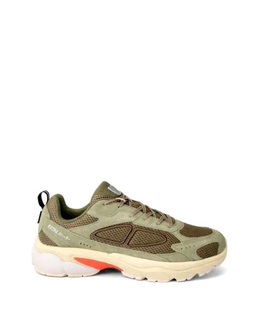 EXTR4 Green Mesh-Panelled Lace-Up Sneakers for men