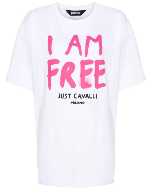 Just Cavalli T-shirt Met Logoprint in het Pink