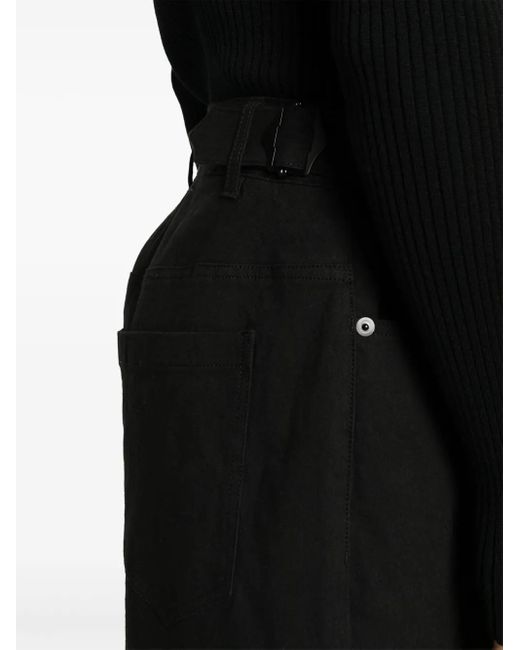 Juun.J Black Waist-Straps Wide-Leg Trousers for men