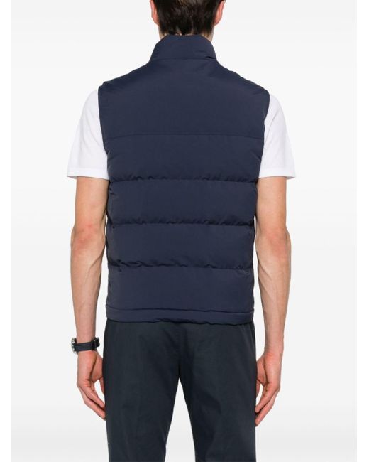 Eleventy Blue Quilted Down Gilet for men