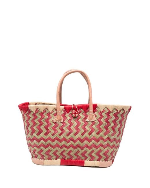 THE NINA STUDIO Pink Clotilde Woven-Design Tote Bag