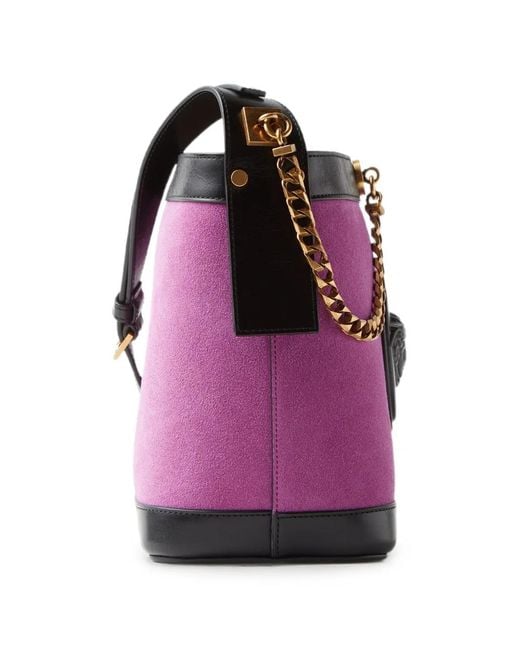 Versace Pink Pivot Mini Suede Bucket Bag