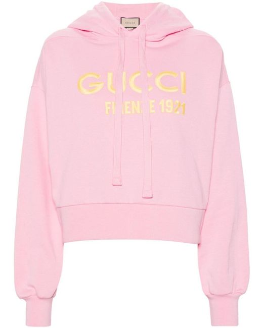 Gucci Pink Embroidered Cotton Hoodie