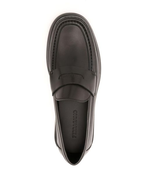 Ferragamo Gray Penny-slot Leather Loafers for men