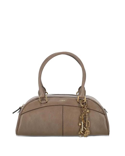 Bolso de hombro con charm Bowling Chloé de color Natural