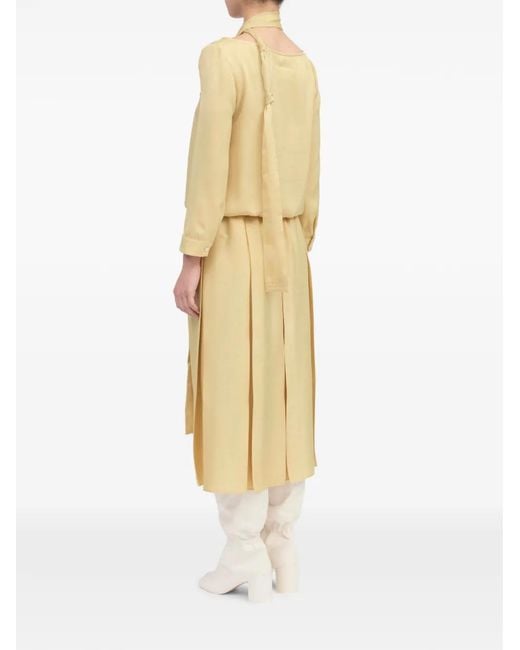 MM6 by Maison Margiela Metallic Pleated Scarf-Detail Dress