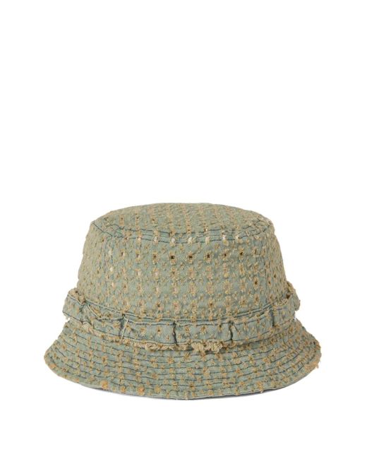 Thisisneverthat Green Damaged Frayed Denim Bucket Hat for men