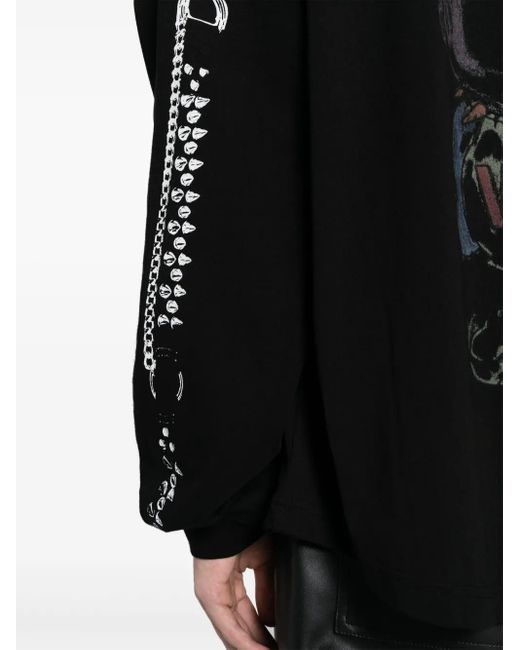 we11done T-Shirt Mit Cartoon-Print in Black für Herren