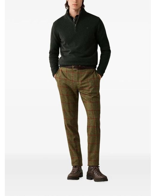 Hackett Black Quarter-Zip Wool Sweater for men