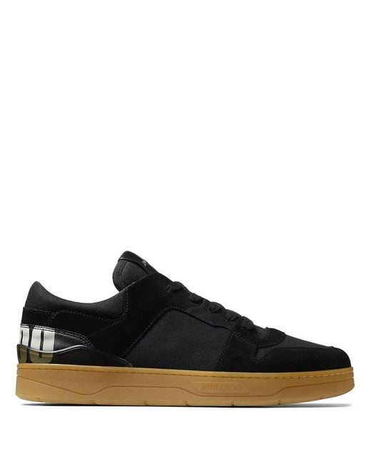 Jimmy Choo Black Florent F Logo-print Suede And Cotton-canvas Low-top Trainers 9. for men
