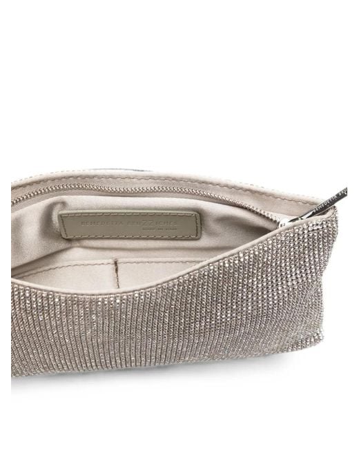 Benedetta Bruzziches Gray La Petite Crystal-Embellished Clutch Bag