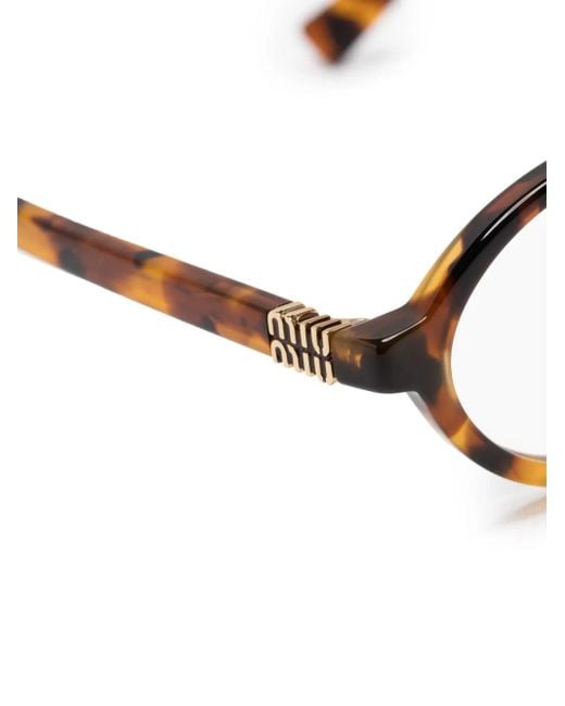 Miu Miu Natural Tortoiseshell Oval-Frame Glasses