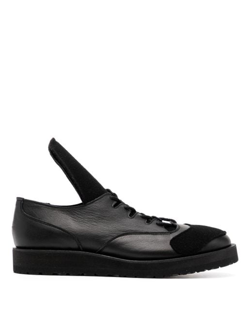 Yohji Yamamoto Black Leather Lace-Up Derby Shoes for men