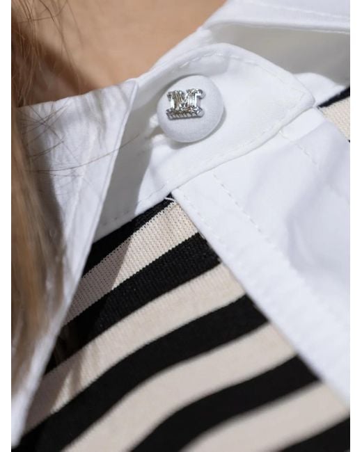 Max Mara Black Striped Short-Sleeved Shirt