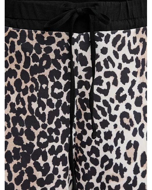 Ouí Black Drawstring Animal-Print Trousers