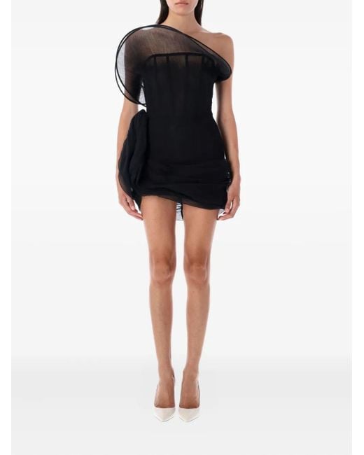 Magda Butrym Black Sheer-Tulle Corset Mini Dress