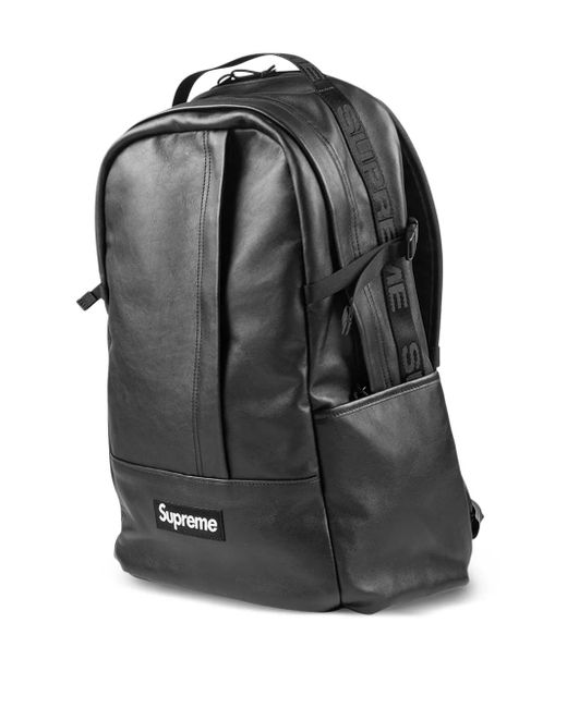 Supreme Black Leather Backpack for men