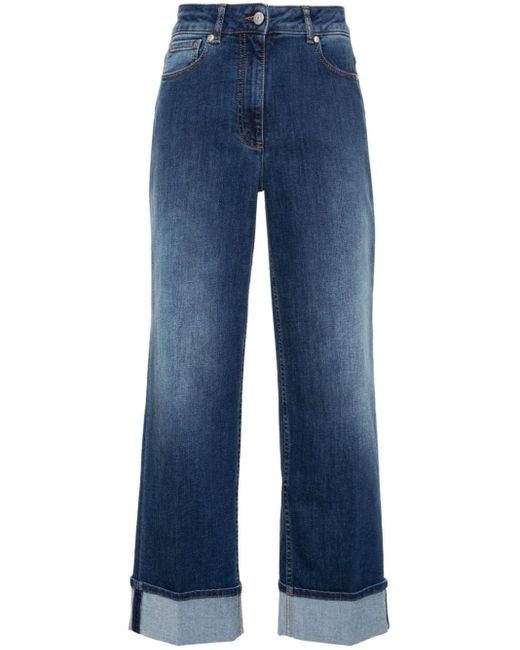 Peserico Blue High-rise Straight-leg Jeans