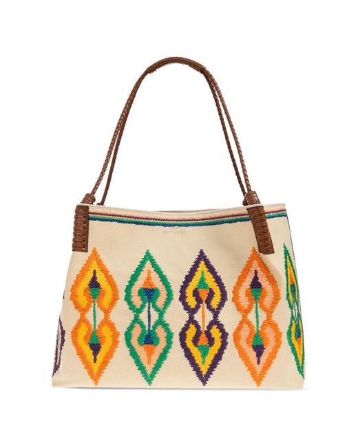 Etro White Cabas Libra Médium À Broderies