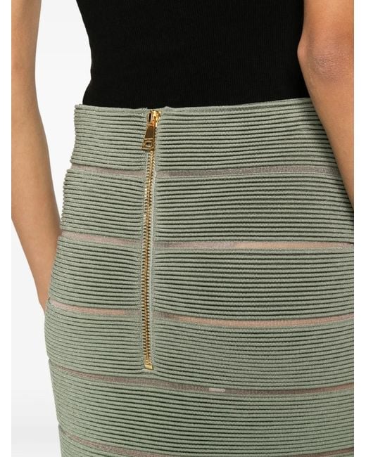 Balmain Green Crossover Knitted Skirt
