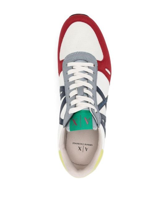 Armani Exchange White Logo-debossed Multi-panelled Sneakers for men
