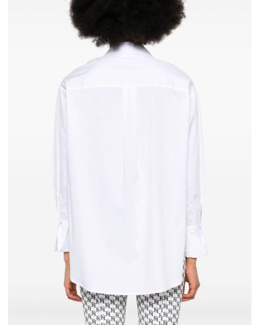 Chemise en popeline à logo brodé Elisabetta Franchi en coloris White
