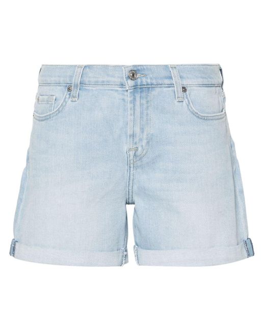 7 For All Mankind Blue Jeans-Shorts mit Umschlag