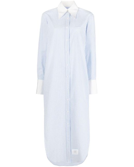 Robe-chemise en coton à rayures Thom Browne en coloris White