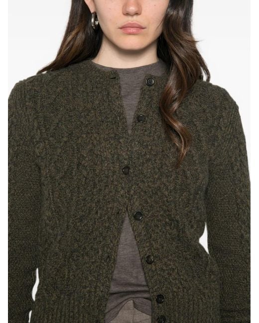 Bompard Green Cable-Knit Cardigan