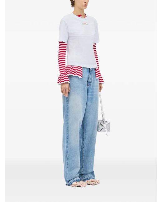 MSGM White Logo-Patch T-Shirt