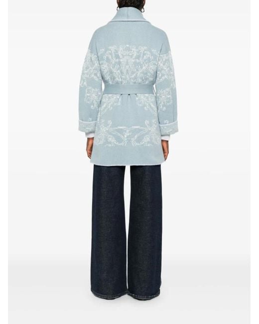 Eleventy Blue Shawl-Collar Patterned Cardigan