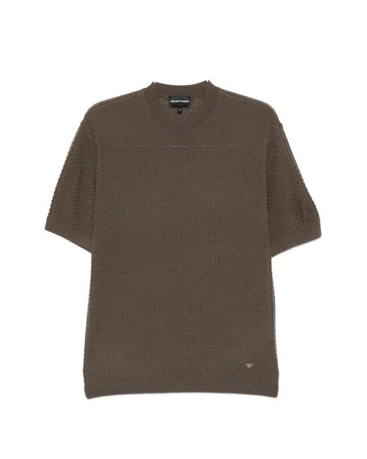 Emporio Armani Gray Textured Wool Top for men