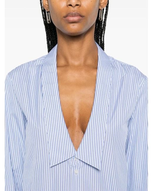 Coperni Blue Stripped Open-Collar Shirt
