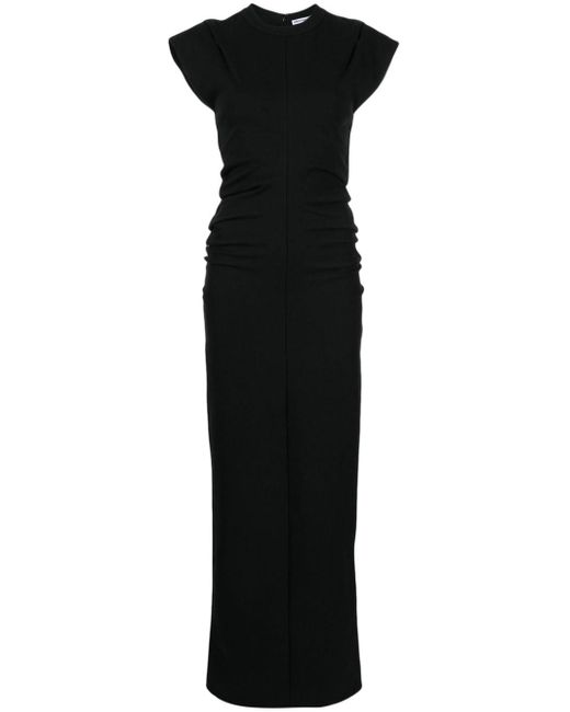 Alexander Wang Black Draped-detailing Cap Sleeves Dress - Women's - Polyamide/elastane/cotton