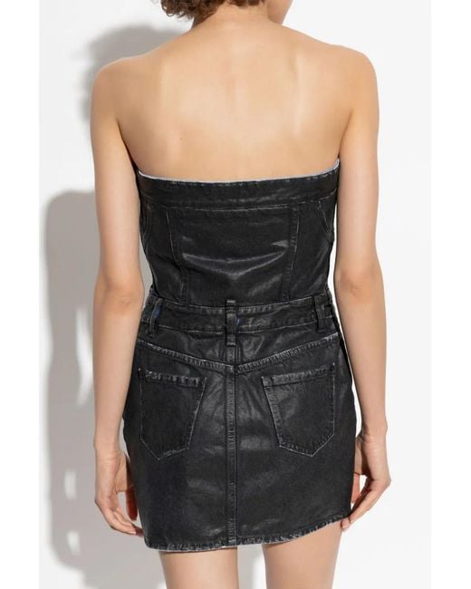 DSquared² Black Coated-Finish Mini Dress