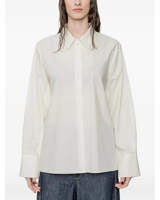 Susanne Bommer White Long-Sleeve Button-Down Shirt