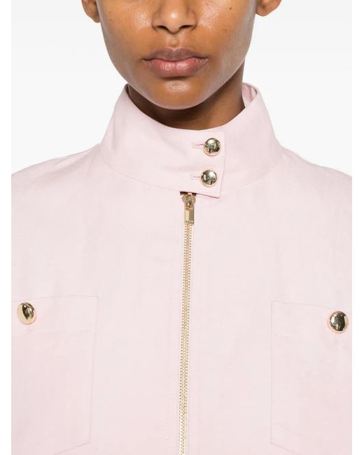Maje Pink Funnel-Neck Zip-Up Jacket